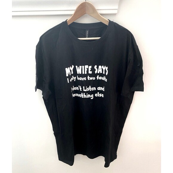 Funny Graphic Tee Men’s XL Father’s Day Husband Dad “Wife Says” T-shirt Black - Picture 2 of 5